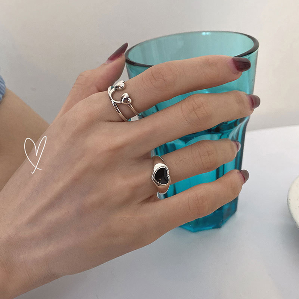 Nhẫn Hở Mạ Bạc 925 Đính Đá Hình Trái Tim Thời Trang Cá Tính Cho Nữ