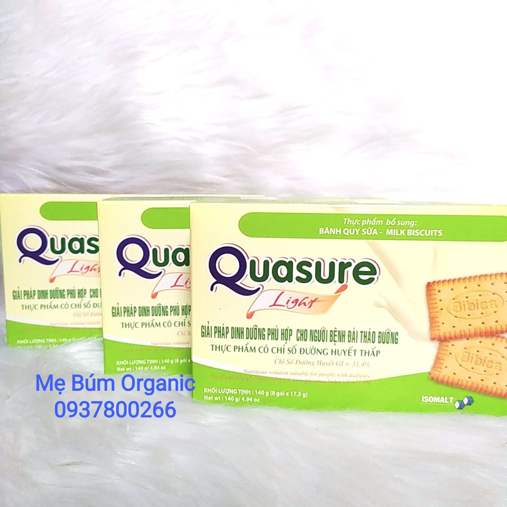 [ HCM Giao Hỏa Tốc] Combo 03 Hộp Bánh Quy Sữa Cho Người Tiểu Đường Quasure Light Hộp 140g ( Hộp 8 gói - Mỗi gói 02 bánh)