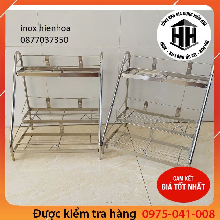 [Rẻ vô địch] Kệ gia vị inox 3 tầng cầu thang có thể treo tường hoặc để bàn