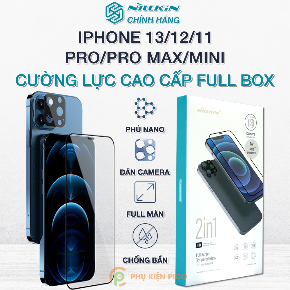 Kính cường lực Iphone 12 Mini / 13 Pro Max chính hãng KingKong Nillkin Gor full màn hình trong suốt cho Iphone 12 Mini