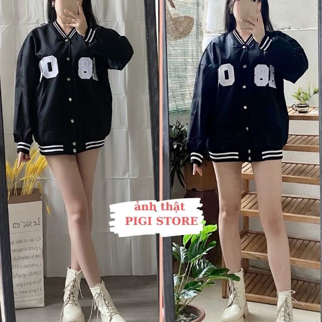Áo khoác bomber unisex Áo bomber bóng chày H8-08 chất kaki dày dặn, mặc đi học, đi chơi, PIGI STORE Mã 04