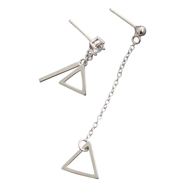 Bông tai bạc tam giác NHỎ Xinh, bông tai hình học hàn quốc