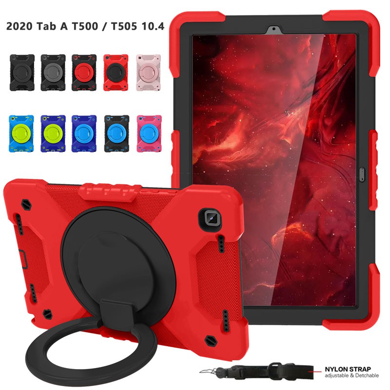 Samsung Galaxy Tab A7 10.4" T500/T505 2020 with shoulder strap silicone + PC safe anti-fall rotating tablet protective case