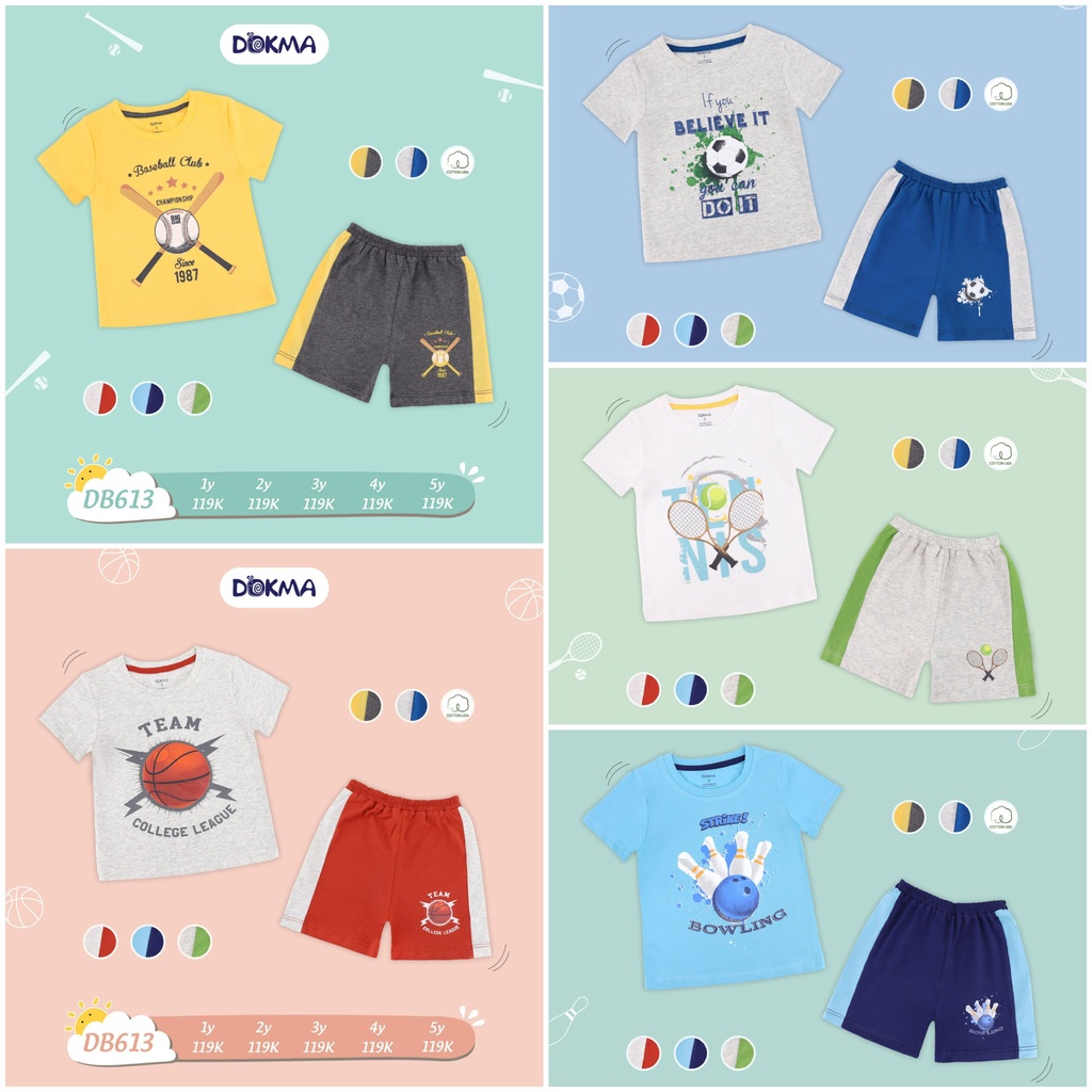 Bộ cộc tay bé trai Dokma – chất cotton hữu cơ siêu mềm mát