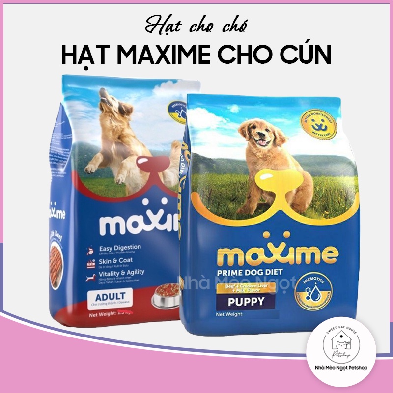 Hạt MAXIME cho cún con và cún 1 tuổi- thức ăn cho chó vị bò MAXIME PUPPY&amp;ADULT