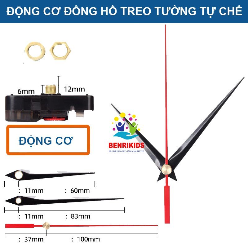 Phụ Kiện Decor -Tự Làm Đồng Hồ -Lõi Máy Động Cơ Đồng Hồ Và Kim Dài Lắp Ráp Bằng Tay