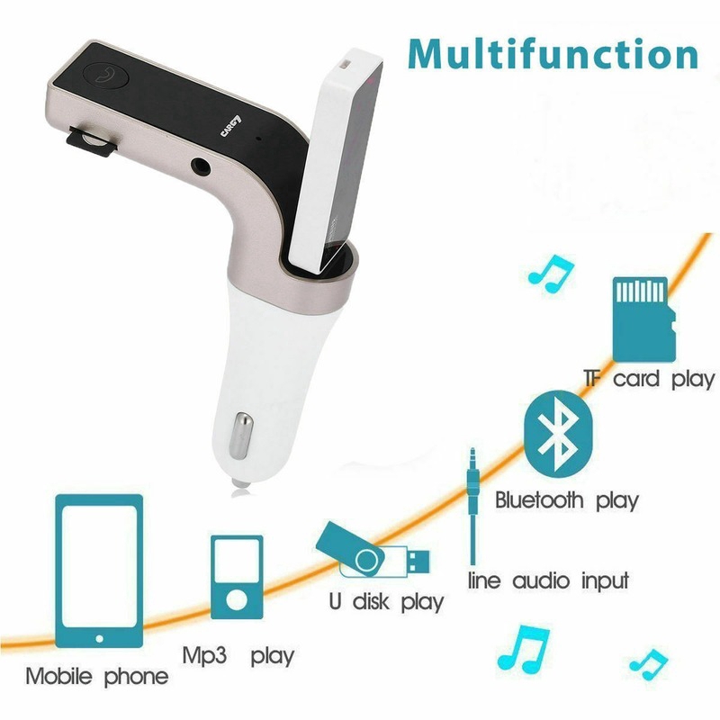 Củ sạc trên ô tô màn hình LCD kết nối Bluetooth tích hợp FM Transmitter cổng USB / TF / AUX