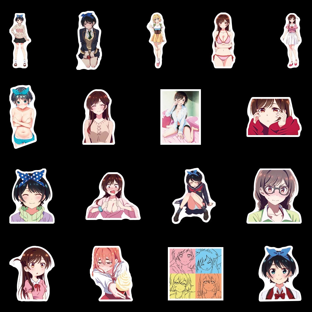 Miếng dán Sticker anime/manga Kanojo, Okarishimasu (Bạn gái thuê) trọn bộ 50 hình - In rõ ràng sắc nét khó tróc