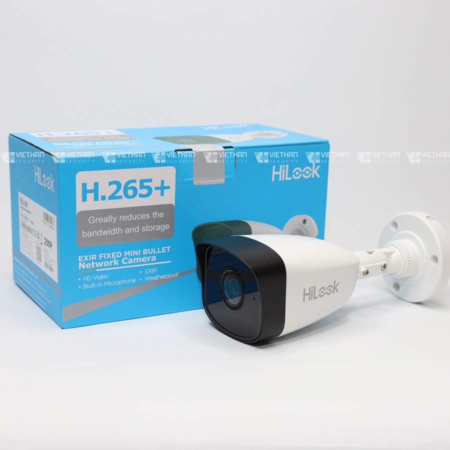 Camera IP thân hồng ngoại 2.0 Megapixel HILOOK IPC-B121H-U - Tích hợp míc - Hàng chính hãng
