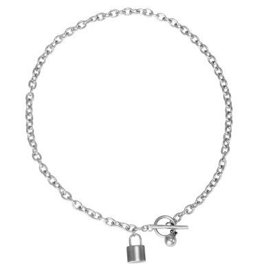 Dây Chuyền Thép Titan Mặt Ổ Khóa Tròn Thời Trang Đường Phố 23368