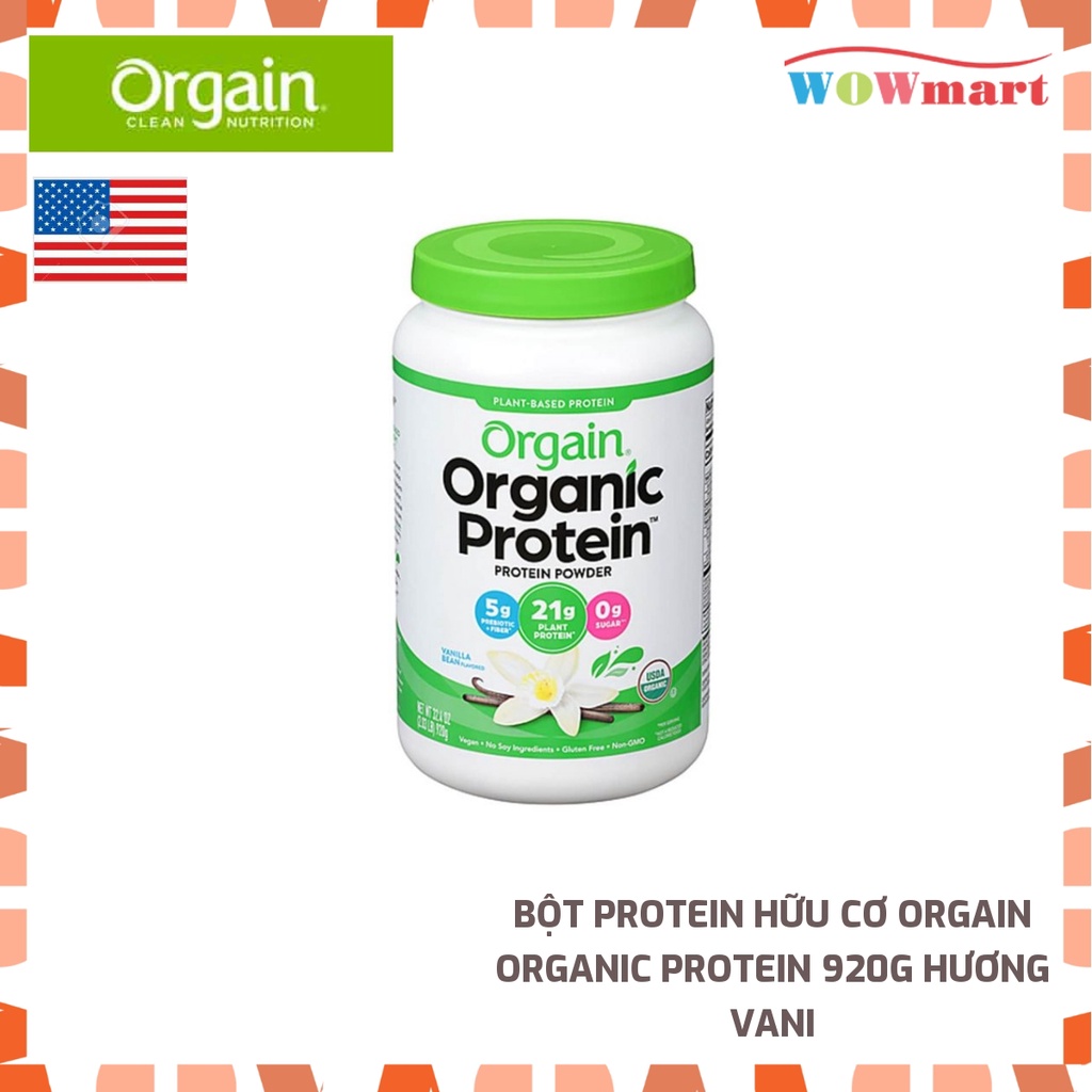 Bột Protein hữu cơ Orgain Organic Protein 920g hương Vani