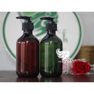 Chai Nhựa [FREE SHIP] Chai nhựa pet 300ml nâu, xanh đựng dầu gội, ủ tóc.