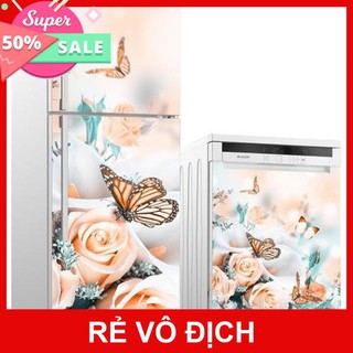 Tranh Dán Tủ Lạnh 3D Chất Liệu Decal Bóc Dán - Chống Thấm Nước – Phù Hợp Mọi Loại Tủ - Hoa Hồng Bướm 125