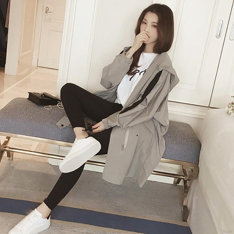 Áo khoác hoodie tay dài màu trơn cho nữ