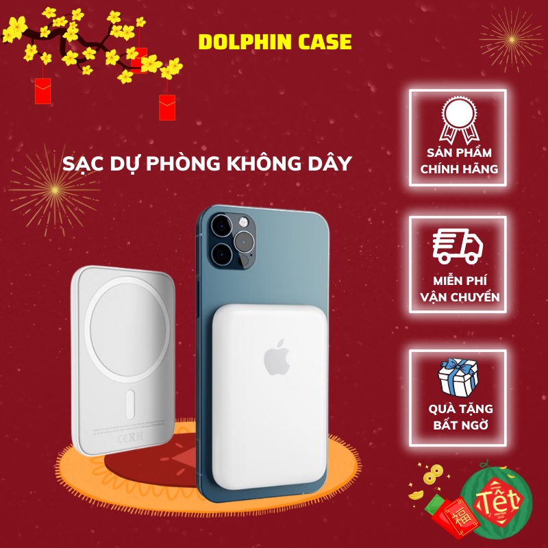 Sạc Dự Phòng Không Dây Từ Tính Dolphin Case Sạc Nhanh Pin 5000mah Mini Nhỏ Gọn Cao Cấp Hỗ Trợ Từ Cho Iphone 8/X/11/12/13