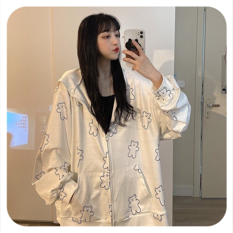 Áo hoodie nam áo khoác nỉ nữ mũ gấu trắng unisex cực xinh Freeship | BigBuy360 - bigbuy360.vn