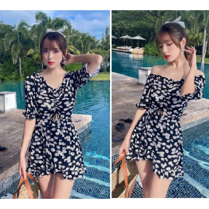 Bikini đồ bơi nữ liền mảnh hoa cúc - đồ bơi nữ - ảnh thật