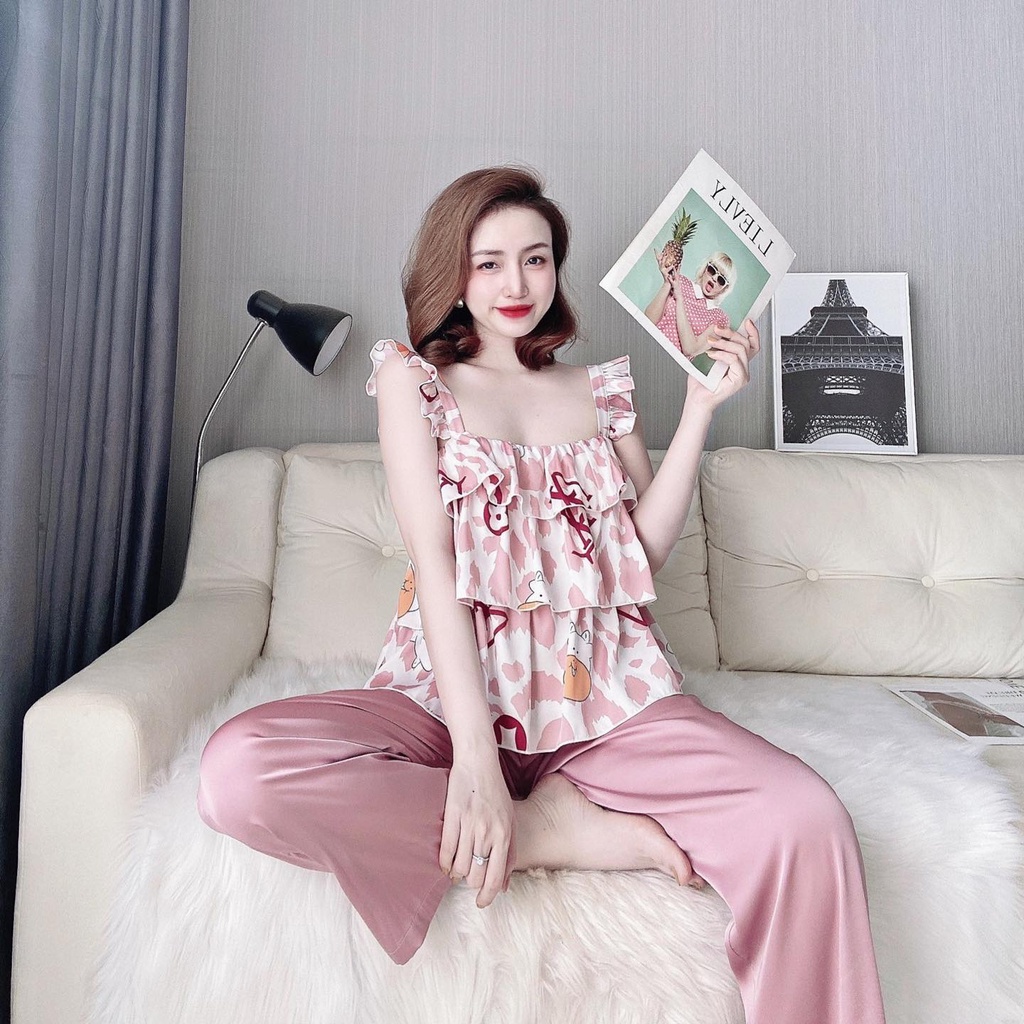 Đồ Bộ Nữ Mặc Nhà LATO, Đồ Ngủ Nữ Lụa Cao Cấp Quần Dài Đẹp Mềm mại xinh xắn thời trang dưới 60KG | BigBuy360 - bigbuy360.vn