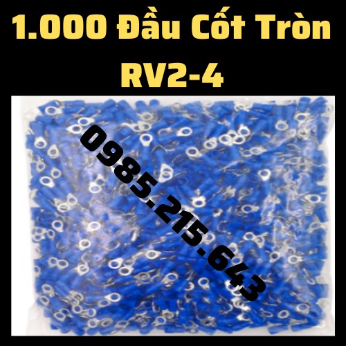 1000 Đầu cos tròn RV2-4, đầu cốt tròn RV2-4, đầu cos chữ o, cos tròn 2-4, đầu cos dây điện