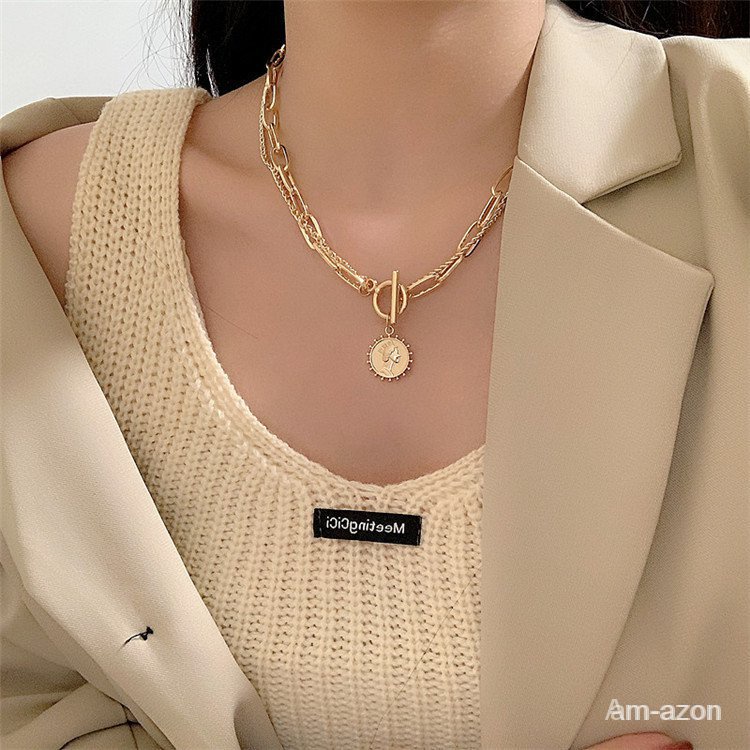 Vòng cổ hai lớp mạ vàng 18K phong cách Âu Mỹ