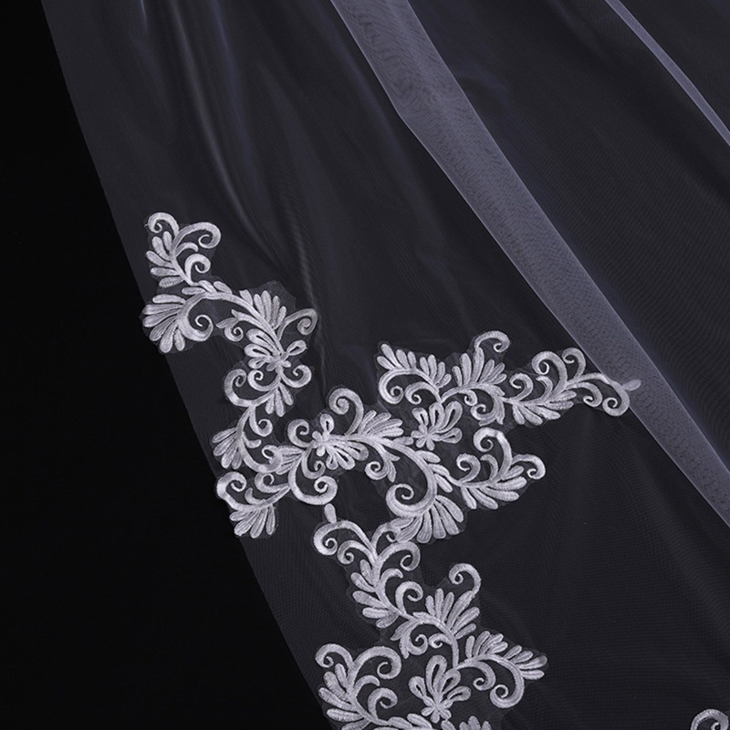 Mạng Che Mặt Vải Tuyn Một Lớp Phối Ren Tinh Tế Cho Cô Dâu