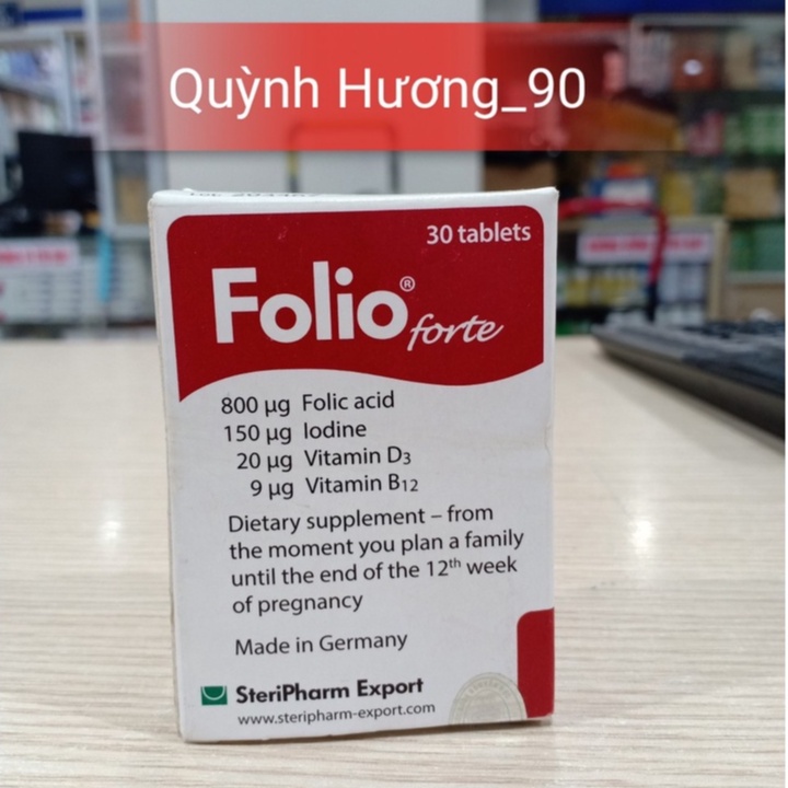 FOLIO viên uống bổ sung Folic acid cho mẹ bầu hộp 30 viên