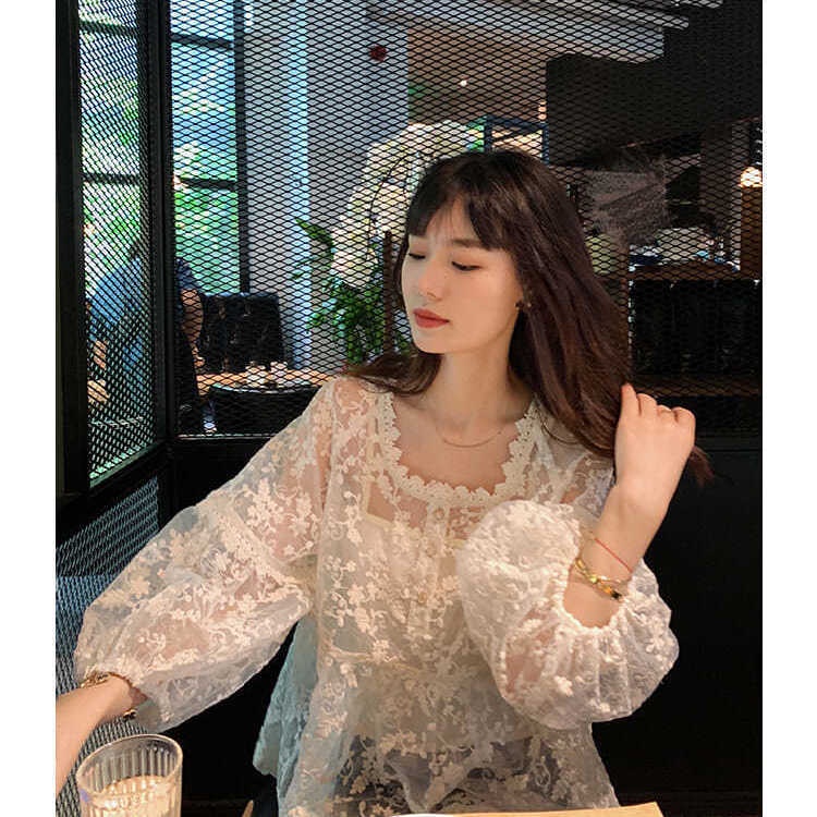 Bộ Áo Voan Cổ Vuông Tay Phồng Dáng Rộng Phối Ren Phong Cách Phương Tây Thời Trang Mùa Hè Hàng Mới Dành Cho Nữ 2022