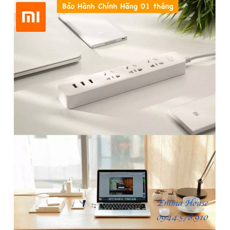 [Hàng Chính Hãng] Ổ điện Xiaomi Mi Power Strip 3 cổng USB 2A xạc nhanh / BH 1 tháng
