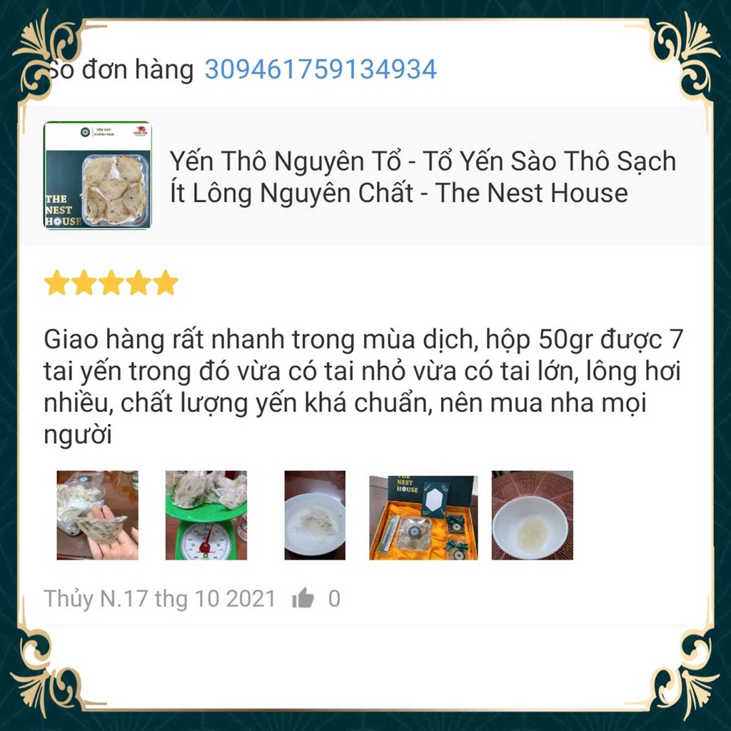 Tổ yến sào thô nguyên tổ nguyên chất 50gr 100gr tổ yến già ít lông The Nest House