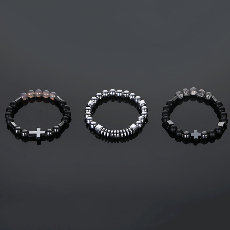 Vòng đeo tay RINHOO chuỗi hạt đá mã não thời trang dành cho nam và nữ