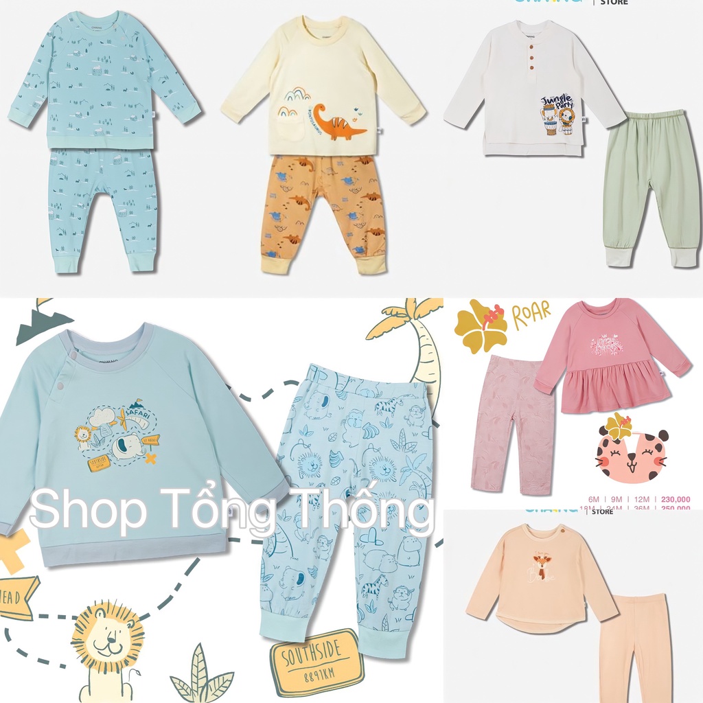 Bộ Chaang dài tay Petit cổ trụ cao cấp mềm mịn thoáng mát thấm hút tốt in hình ngộ nghĩnh cho bé trai bé gái đủ size