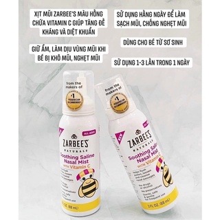 Xịt mũi Zarbee's lô hội/vtm C 88ml Mỹ 0m+