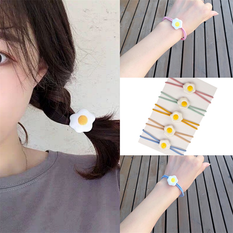 Dây Cột Tóc Cao Su Co Giãn Đính Quả Trứng Phong Cách Hàn Quốc Mới