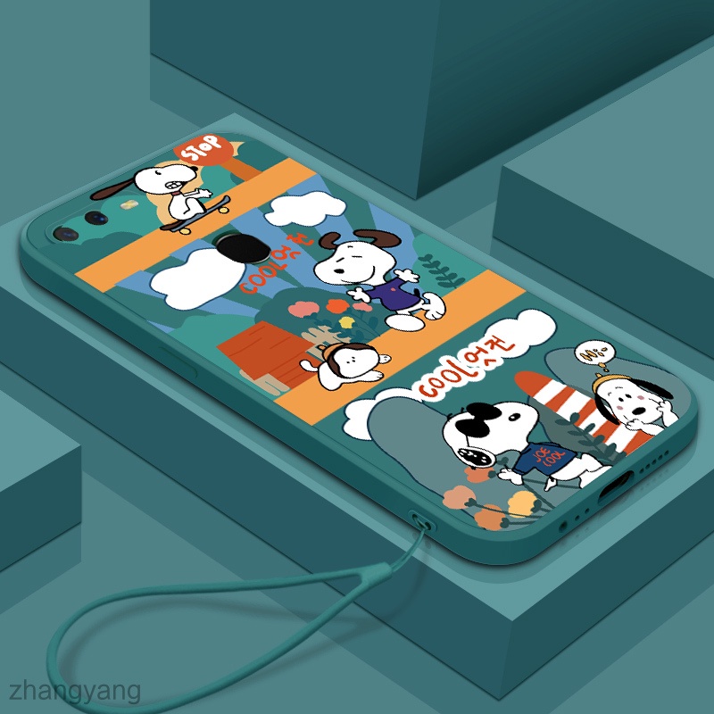 Ốp Điện Thoại Silicone In Hình Snoopy Có Dây Đeo Cho oppo a5s a12 a7 a31 F9