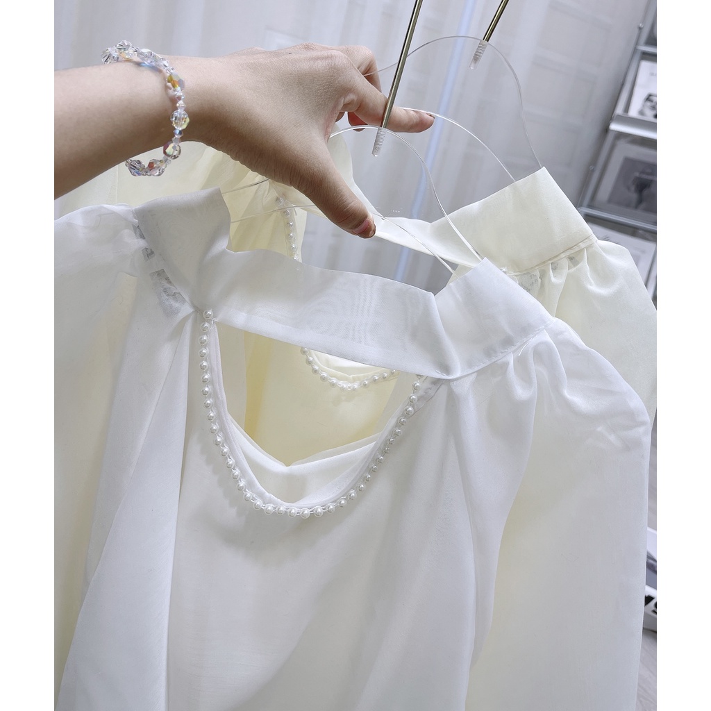 [HÀNG HOT]  Áo sơ mi tơ 2 lớp cổ nơ ngọc ✨ | BigBuy360 - bigbuy360.vn