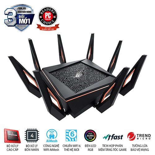 [Mã ELHASALE1TR giảm 5% đơn 3TR] Bộ phát wifi 6 Asus ROG Rapture GT-AX11000 (Chính hãng)