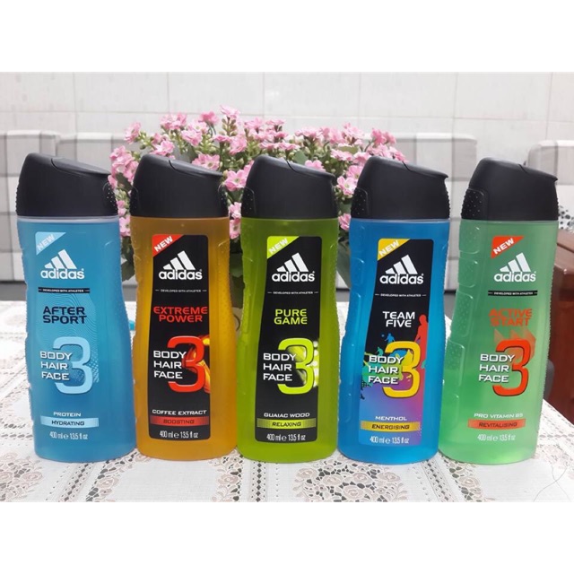 💙💎Sữa tắm-gội-rửa mặt cho nam ADIDAS BODY HAIR FACE 3-in-1 400ml—-Chăm sóc tóc & Toàn thân💎💙