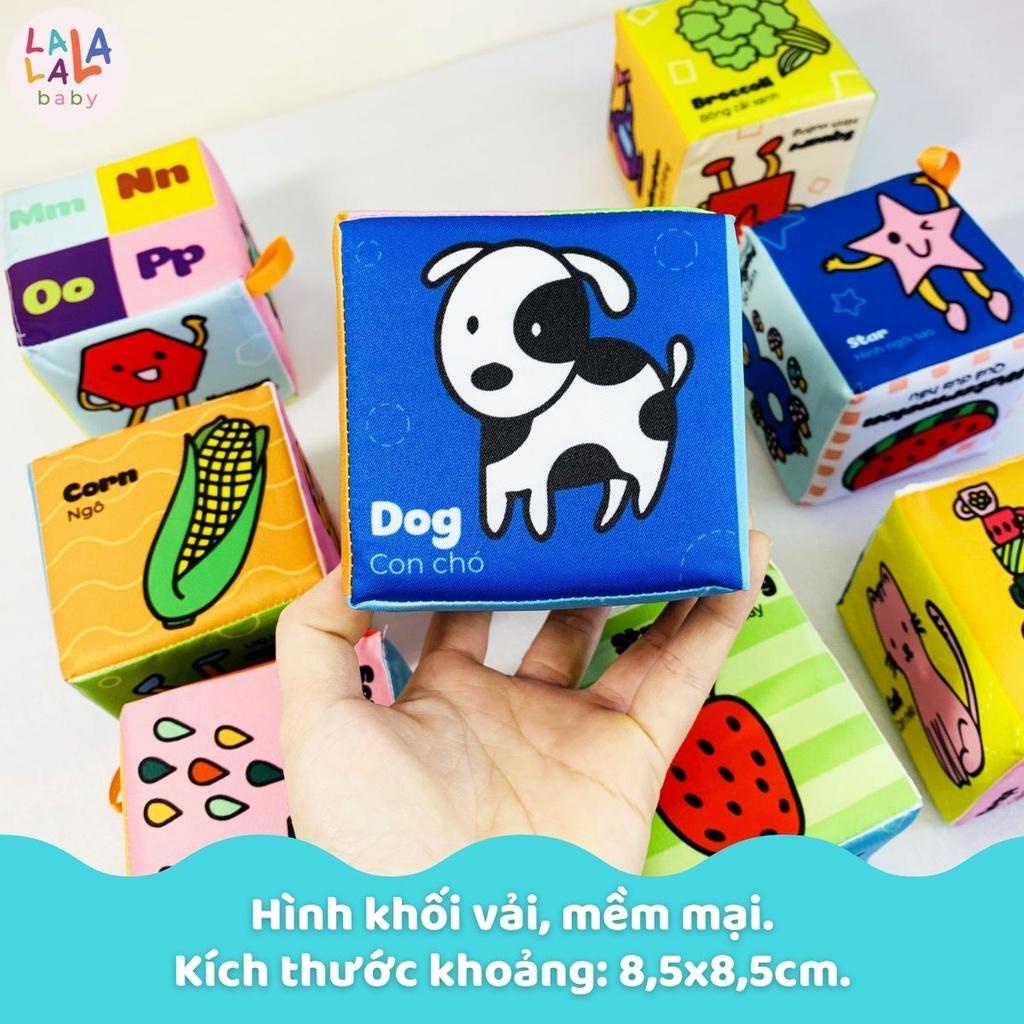 Bộ 8 Đồ Chơi Vải Hình Khối Lalala Baby Nhiều Chủ Đề Song Ngữ Anh Việt - PT Tư Duy &amp; Vận Động Tinh Phù Hợp Bé Từ 0-24m