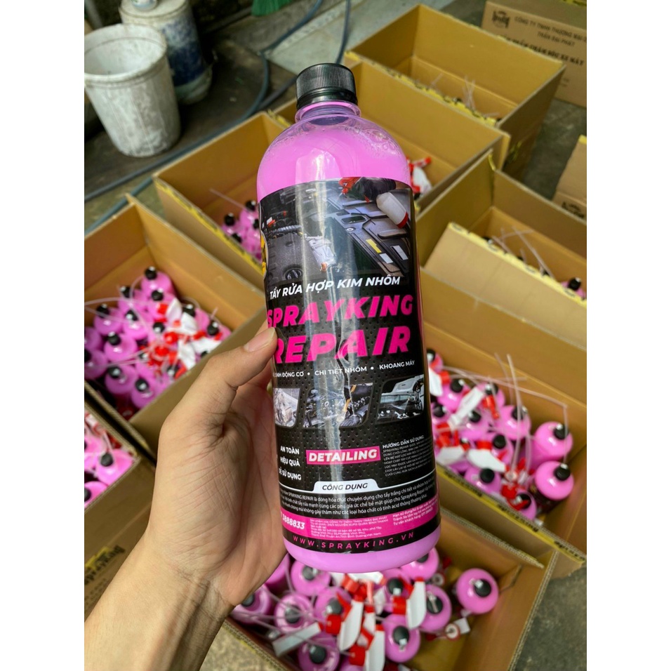 Nước tẩy rửa hợp kim nhôm sprayking repair vệ sinh lóc máy, nhông sên dĩa tặng kèm vòi xịt chính hãng chai { 1 Lít }