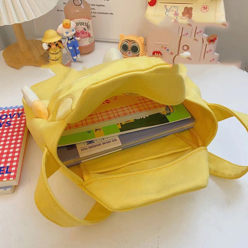 IELGY Túi đeo vai IELGY bằng canvas màu vàng sức chứa lớn dễ thương dành cho nữ