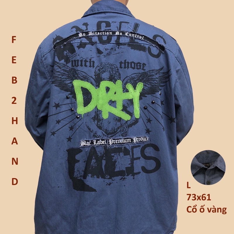 Áo sơ mi kaki cotton - secondhand  -  - vintage, cổ điển