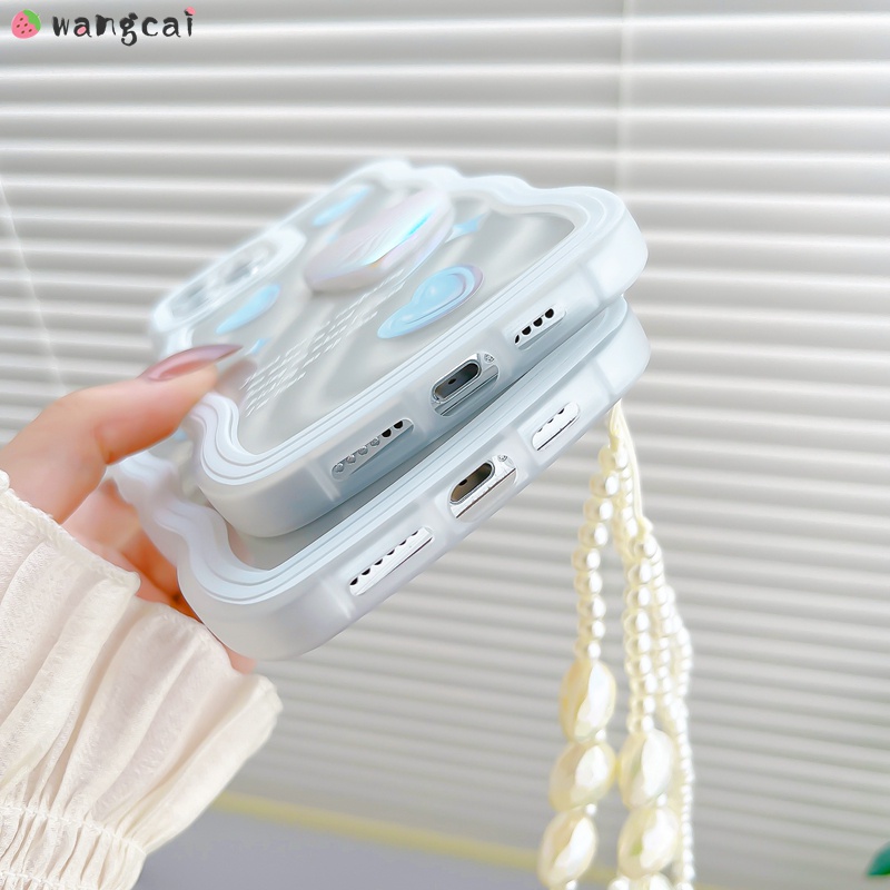 Ốp Điện Thoại Dẻo Màu Laser Họa Tiết Trái Tim Kèm Dây Đeo Cho iPhone 13 12 11 Pro Max XS Max XR X 7 8 Plus