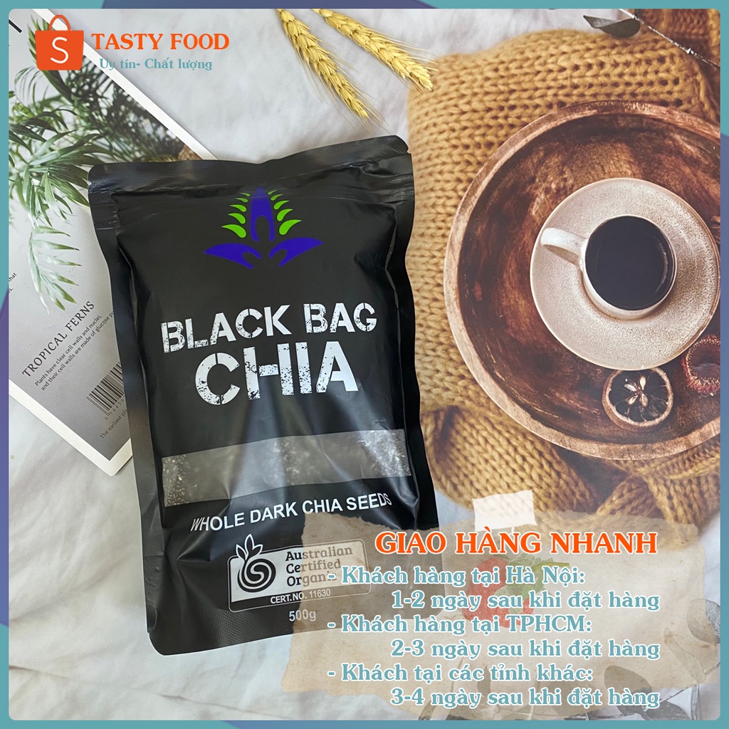 Hạt chia đen gói 500g, hạt chia nhập khẩu Úc chính hãng đồ ăn vặt Tasty Food