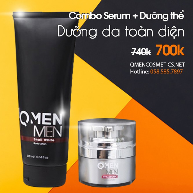 COMBO SERUM QMEN HUYẾT THANH TRẮNG DA MẶT VÀ DƯỠNG THỂ QMEN BODY LOTION SNAIL WHITE