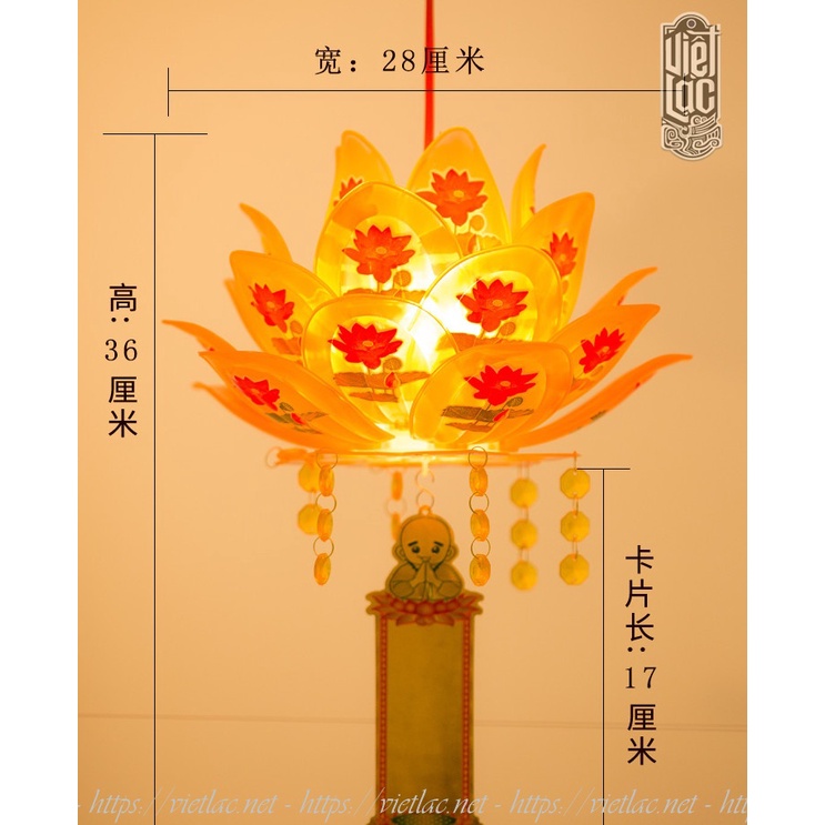 Dây đèn hoa sen treo trang trí đình, chùa, điện dài 4,5m