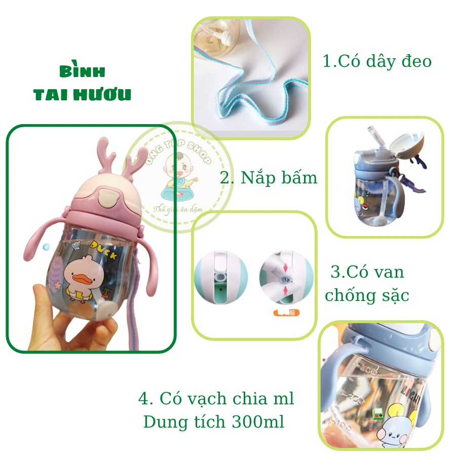 bình nước cho bé tập uống có dây đeo tập hút