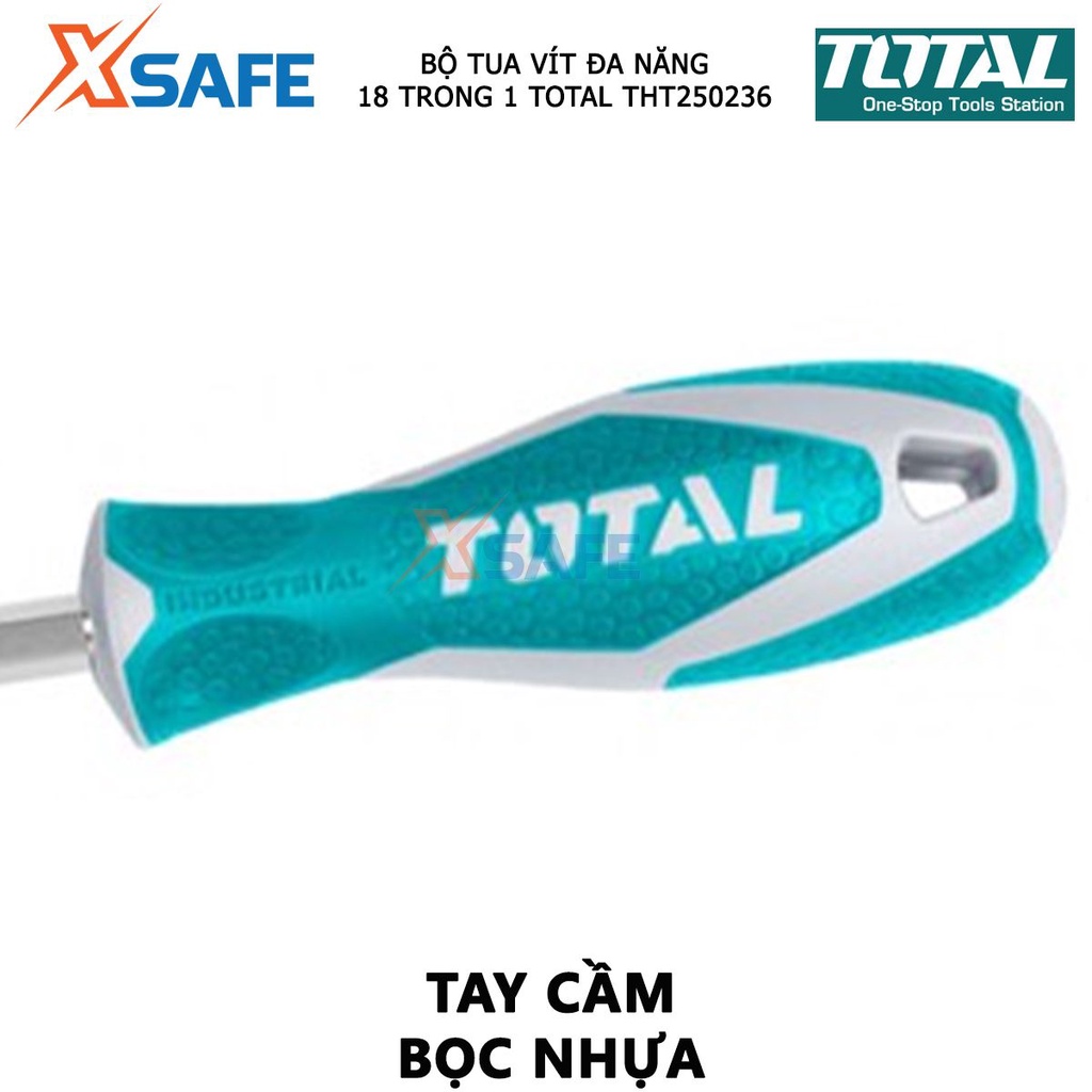 Bộ tuốc nơ vít đa năng 18 chi tiết TOTAL THT250236 | Bộ tua vít kích thước 6.35X160MM chất liệu thép CR-V [CHÍNH HÃNG]
