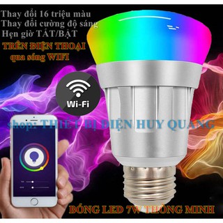 BÓNG ĐÈN LED 7W THÔNG MINH ĐỔI 16 TRIỆU MÀU, ĐIỀU KHIỂN BẰNG ĐIỆN THOẠI QUA SÓNG WIFI