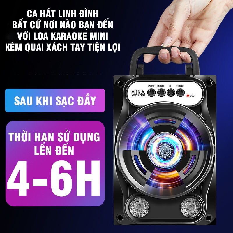 Loa Karaoke Nghe Nhạc Mini Công Suất Lớn Tặng Kèm Micro Thế Hệ Mới Đa Chức Năng