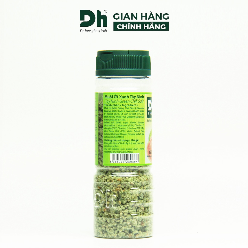 Muối ớt xanh Tây Ninh DH Foods hạt to gia vị chấm hoa quả loại 1 thơm ngon 60/120gr